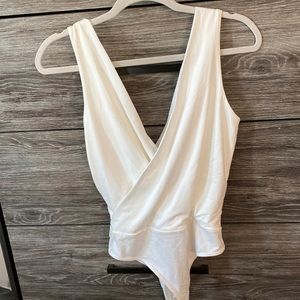 V-Neck White Bodysuit